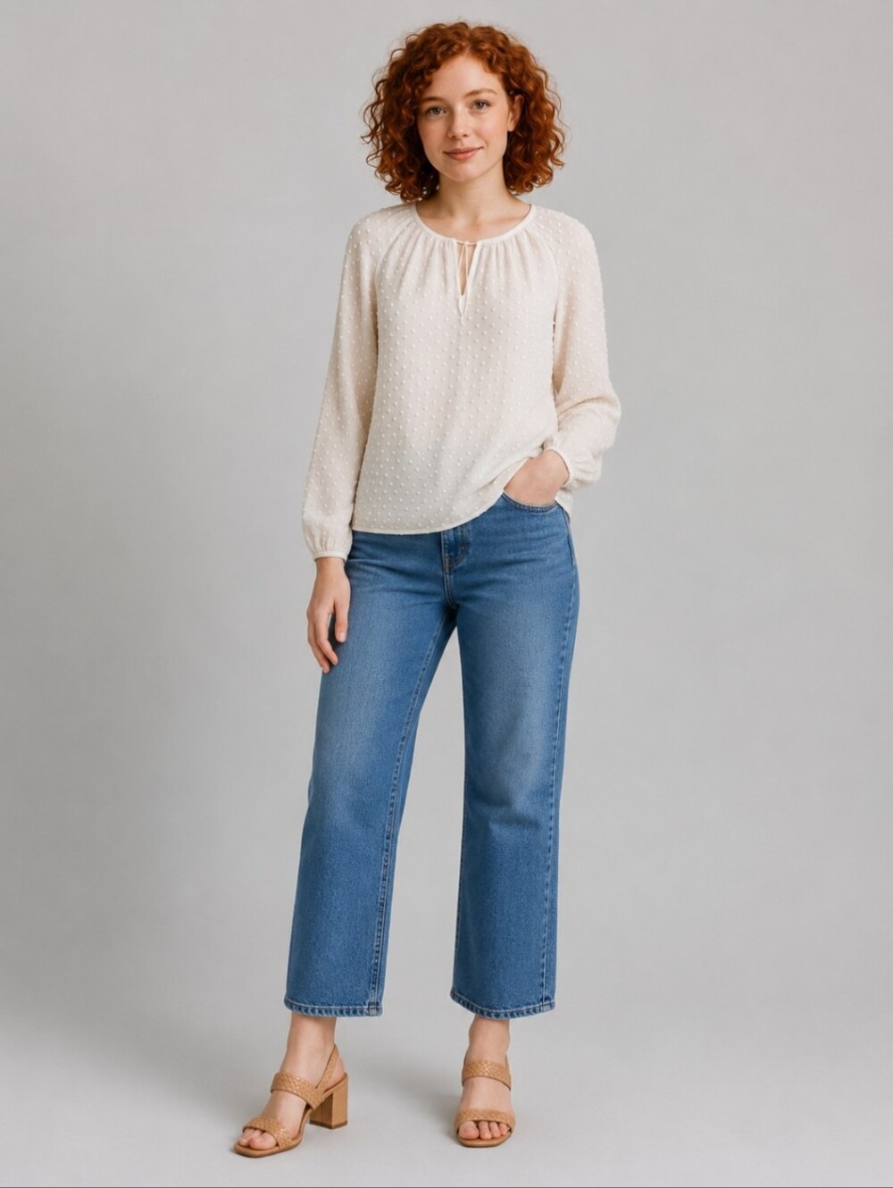 JCrew Ivory Swiss Dot Cottagecore Sheer Feminine Blouse Sz XS